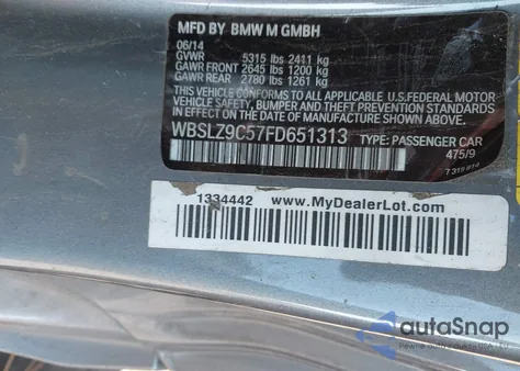 2015 BMW M6 из США, поврежденный, VIN WBSLZ9C57FD651313